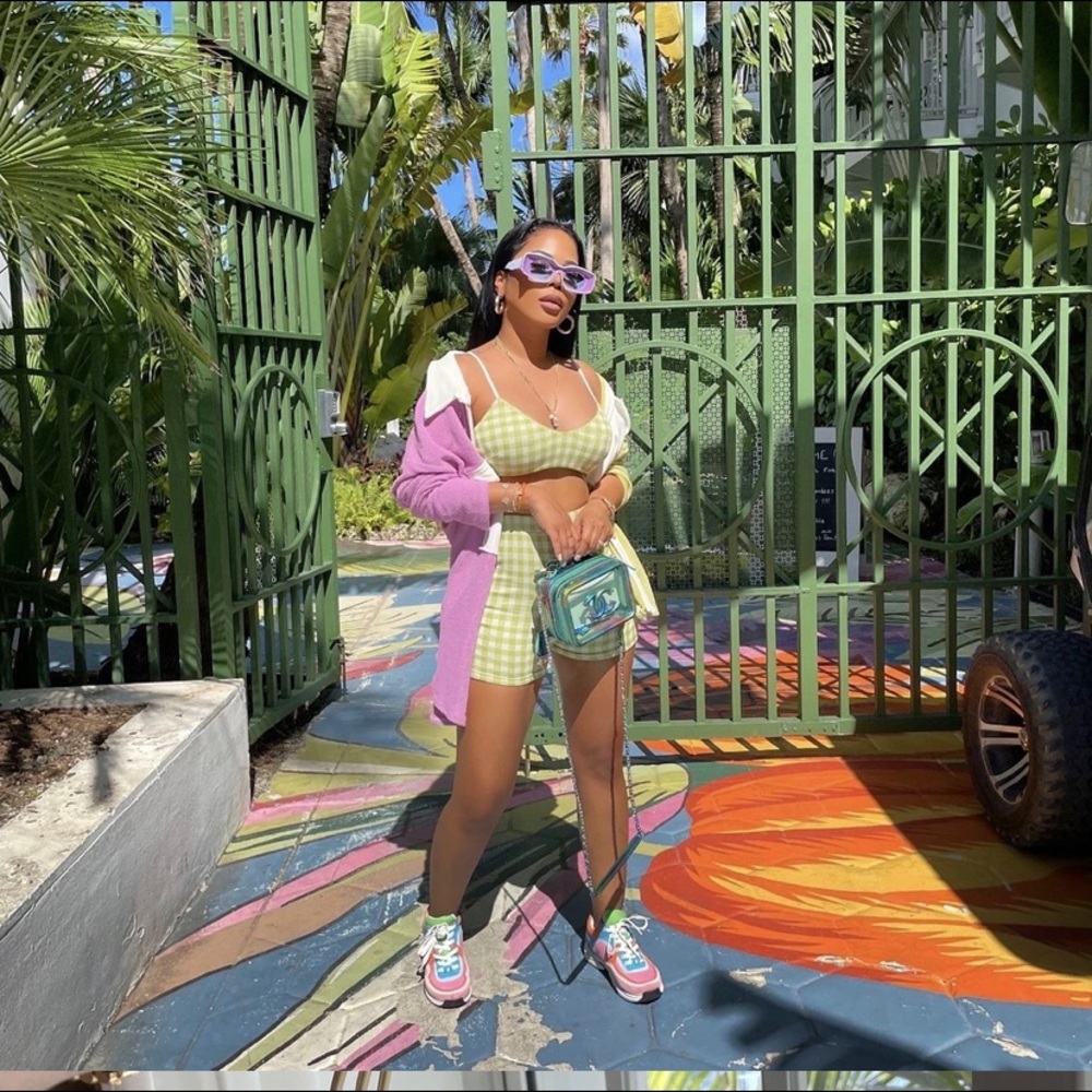 Green Plaid short set